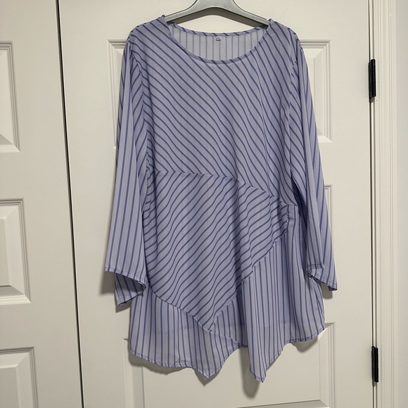 unbranded Tops - Purple Stripe Long Sleeve Shirt 3X Good Condition